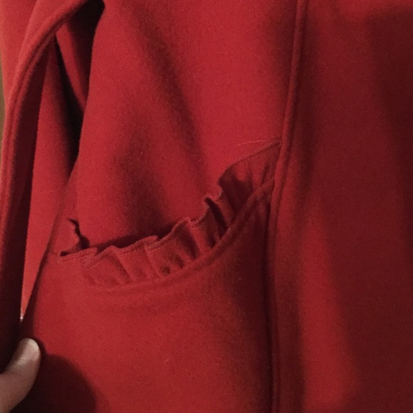 Red Ruffle Peacoat - Picture 4 of 5